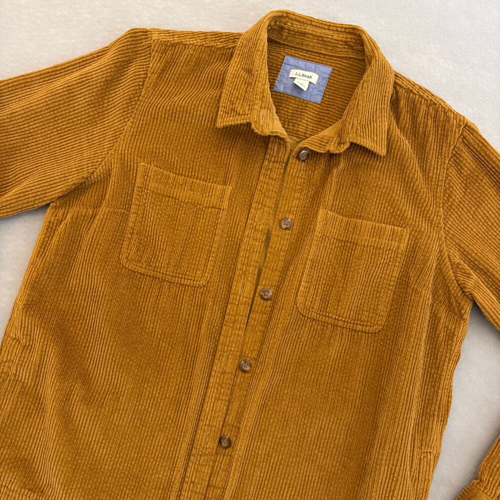 Womens LL Bean corduroy shirt jacket - mustard gold chore coat shacket size M